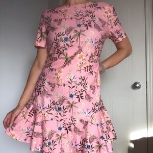 Flirty & Feminine Trendyol Pink Ruffle Hem Floral Mini Dress Size Coquette